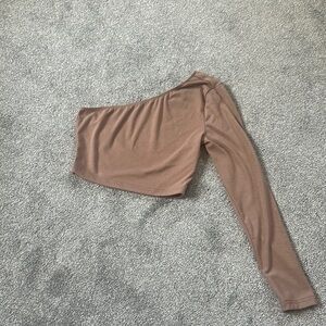 SHEIN Brown Asymmetrical Crop Top